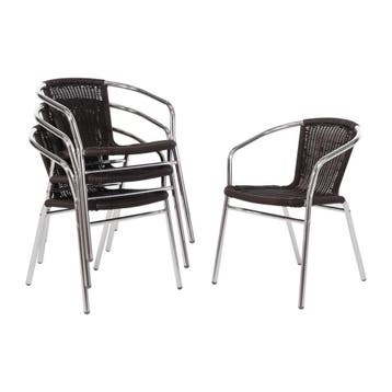 Bolero aluminium en polyrotan stoelen zwart (4 stuks), Verzenden, Nieuw in verpakking
