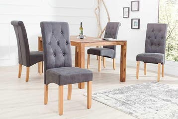 Elegante stoel CASA vintage grijs met decoratieve knopen, Ophalen of Verzenden, Nieuw