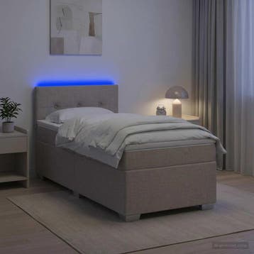 vidaXL Boxspring Bed met Matras en LED Taupe 90 x 190 cm, Verzenden, Nieuw, Eenpersoons