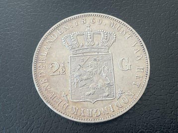 Nederland. Willem III. 2 1/2 Gulden 1869 (Zonder, Postzegels en Munten, Munten | Nederland