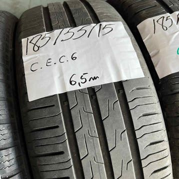 2 x Continental EcoContact 6 185-55-15 Zomerbanden 6,5mm, Auto-onderdelen, Gebruikt, 15 inch, Band(en), Personenwagen