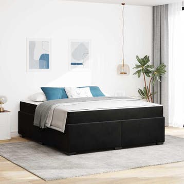 vidaXL Bedframe met matras Zwart 180 x 200 cm Stof, Verzenden, Nieuw, Zwart, Stof