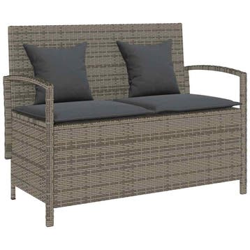 vidaXL Tuinbank met kussen poly rattan grijs, Tuin en Terras, Verzenden, Nieuw