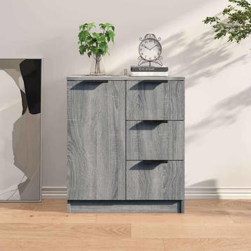 vidaXL Dressoir 60x30x70 cm bewerkt hout grijs sonoma eiken, Huis en Inrichting, Kasten | Dressoirs, Verzenden, Nieuw, 50 tot 100 cm