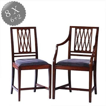 8  Engelse stoelen ca 1890 2 met armleuningen incl herstoffe, Antiek en Kunst, Ophalen of Verzenden