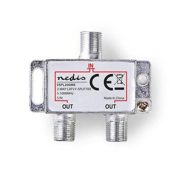 F connector splitter - Nedis (2-weg, 4.2 dB), Computers en Software, Verzenden, Nieuw