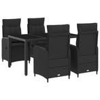 vidaXL Buiten eettafelset 5 pcs Zwart 150 x 90 x 75 cm poly, Verzenden, Nieuw