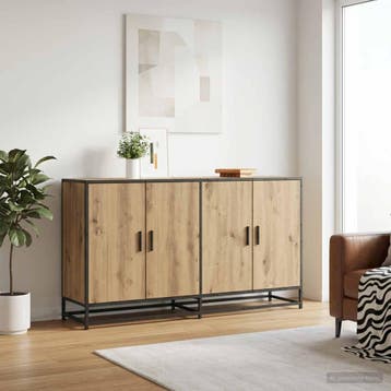 vidaXL Dressoir Artisanaal eiken 134 x 35 x 76 cm Bewerkt, Verzenden, Nieuw, Overige houtsoorten, Minder dan 50 cm