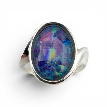 Zonder minimumprijs - Ring Zilver - opaal, Nieuw