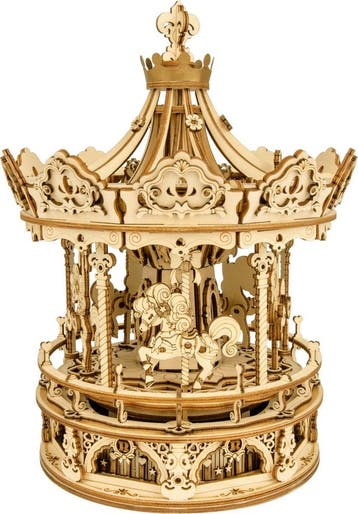 Robotime Romantische Carrousel Houten Modelbouw Muziekdoo..., Verzenden, Nieuw