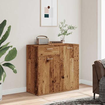 vidaXL Dressoir 80x36x75 cm bewerkt hout oud houtkleurig, Verzenden, Nieuw, Overige houtsoorten, Minder dan 50 cm