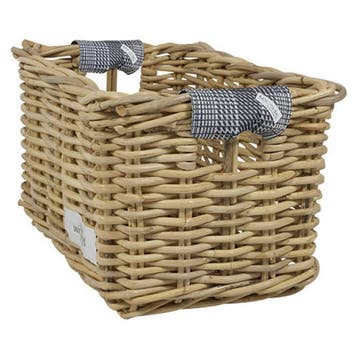 Wicked Rieten Fietsmand XL Super White Plaid naturel, Verzenden, Nieuw