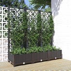 vidaXL Plantenbak met trellis zwart 120x40x121,5 cm PP, Tuin en Terras, Verzenden, Nieuw, Kunststof, 100 cm of meer