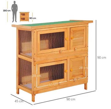 Houten Konijnenhok 2 Verdiepingen met Dak en Lade, Dieren en Toebehoren, Verzenden, Nieuw
