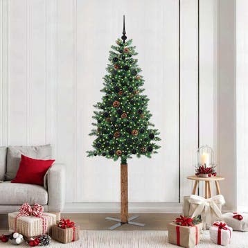 vidaXL Slanke Kerstboom Groen 210 cm PVC en massief, Verzenden, Nieuw