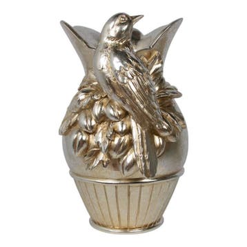 Vaas Vogel hars zilver 18x16x26cm, Verzenden, Nieuw