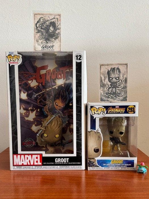 One Piece - Funko Pop Groot #12 + Groot #293 + Custom Card -, Antiek en Kunst, Antiek | Speelgoed
