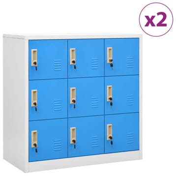 vidaXL Lockerkasten 2 st 90x45x92,5 cm staal lichtgrijs en, Huis en Inrichting, Kasten | Lockerkasten, Verzenden, Nieuw