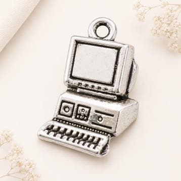 4 x Metalen bedeltjes computer 18 x 12 x 2 mm – gat 2 mm.., Ophalen of Verzenden, Nieuw, Bedel