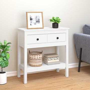 vidaXL Wandtafel 75x35x75 cm massief grenenhout wit, Verzenden, Nieuw, 60 cm of meer