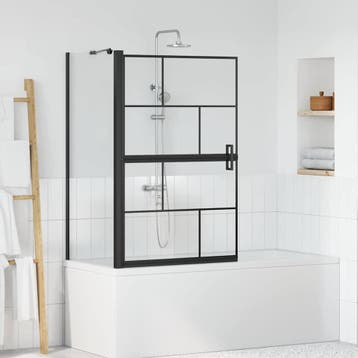 vidaXL Bad Douchescreen Zwart en transparant 80 x 68 x 128, Verzenden, Nieuw