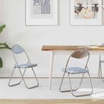 vidaXL Inklapbare stoel 2 pcs Grijs 48 x 43,5 x 81 cm Nep, Huis en Inrichting, Verzenden, Nieuw, Grijs