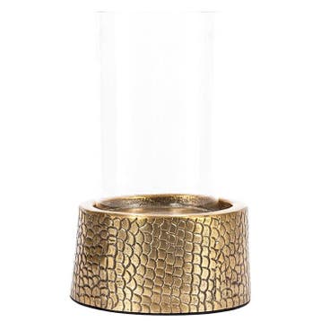 Bazar Bizar De Croco Kaarsenhouder Met Glas - Messing - M -, Ophalen of Verzenden, Zo goed als nieuw, Metaal, Kandelaar