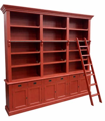 Boekenkast oxyderood met trap Reeuwijk 260 x 240cm, Huis en Inrichting, Kasten | Boekenkasten, Ophalen of Verzenden, Nieuw