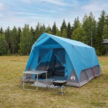 vidaXL Tunneltent met dak Blauw 10-persoons Polyester en, Verzenden, Nieuw, Tot en met 2