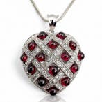 Zonder minimumprijs - Halsketting Zilver - Garnet, Sieraden, Tassen en Uiterlijk, Kettingen, Nieuw