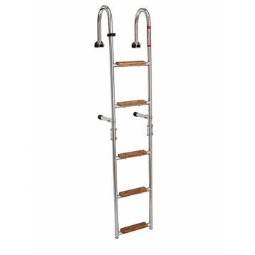 Opvouwbare Zwemtrap Rvs 5 houten treden 130x27cm, Watersport en Boten, Ophalen of Verzenden, Nieuw