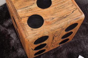 Massieve kubuskruk CUBE 41cm naturel Mindiholz bijzettafel, Ophalen of Verzenden, Nieuw