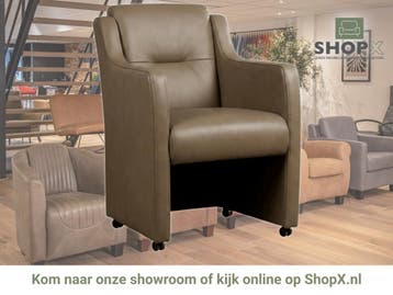 Leren eetkamerstoel Mass - Granada Taupe (taupe/bruin) -, Eigentijds, Modern, Bruin, Nieuw, Leer