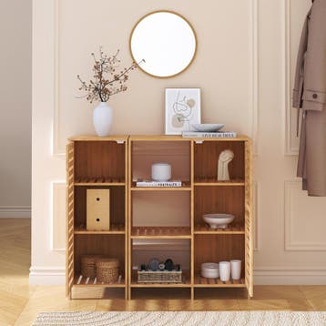 Dressoir Hakseri bamboe 87x99x33 cm naturel [en.casa], Verzenden, Nieuw