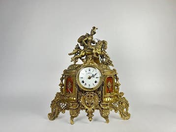 Figurale pendule - Marmer, Messing - 1970-1980