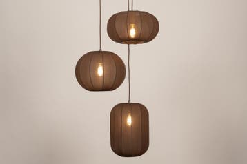 Rietveld Hanglampen - Bruin - Stof, Metaal, Verzenden, Nieuw