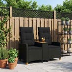 vidaXL Ligbank met tafel Zwart 126 x 65 x 112 cm poly rattan, Tuin en Terras, Verzenden, Nieuw, Rotan