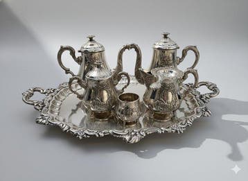 Koffie- en theeservies (7) - Zilver, Antiek en Kunst, Antiek | Goud en Zilver