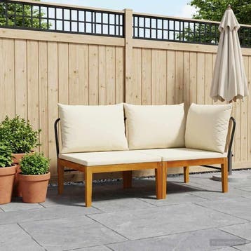 vidaXL 2 st Tuin Loungeset met Kussens Massief acaciahout &, Verzenden, Nieuw, 2 zitplaatsen, Loungeset