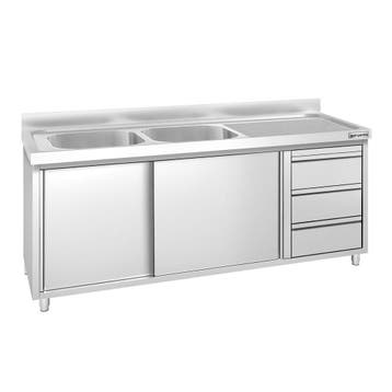 GGM Gastro | Spoelkast PREMIUM - RVS - 2000x600mm - met 3 |, Verzenden, Nieuw in verpakking, RVS Meubilair