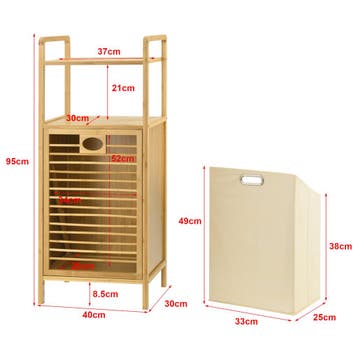 [en.casa] Bamboe wasmand Rendalen met plank 40x30x95 cm, Verzenden, Nieuw