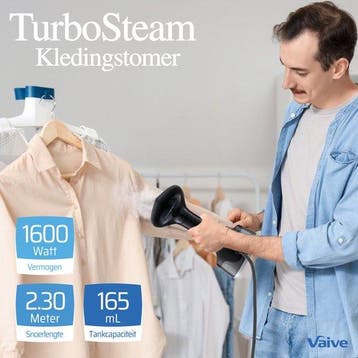 2dekans | VAIVE TurboSteam Inklapbare Kledingstomer 1600W -, Witgoed en Apparatuur, Ophalen of Verzenden, Zo goed als nieuw