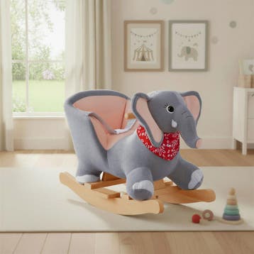 Schommeldier olifant, met pluche bekleding, vanaf 12 maanden, Verzenden, Nieuw