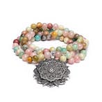 armband ketting mala rozenkwarts amazoniet rhodoniet + lotus, Verzenden, Nieuw, Overige materialen, Met bedels of kralen