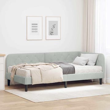 vidaXL Hoekbedframe Lichtgrijs 100 x 200 cm Fluweel, Verzenden, Nieuw, Stof