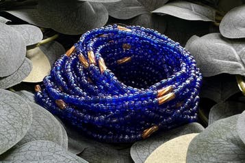 Waist Beads / Afrikaanse Heupketting - EHANA- Blauw / goud (, Ophalen of Verzenden, Nieuw
