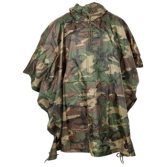 MFH Poncho, Rip Stop, woodland, 144 x 223 cm, Caravans en Kamperen, Regenkleding, Dames, Heren, Regenponcho, Nieuw, Ophalen of Verzenden