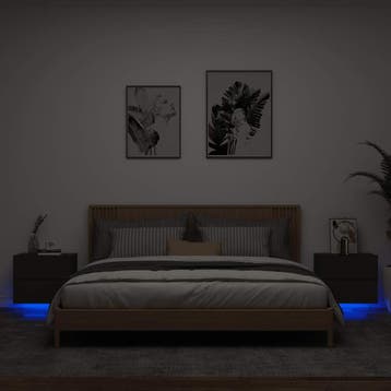 vidaXL Nachtkastjes met LEDs 2 st wandgemonteerd zwart, Huis en Inrichting, Slaapkamer | Nachtkastjes, Minder dan 45 cm, Verzenden