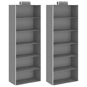 vidaXL Kledingorganisers hangend 2 st met 6 schappen stof, Verzenden, Nieuw