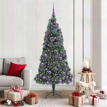 vidaXL Kunstmatige Voorverlichte Kerstboom met Ballenset, Verzenden, Nieuw
